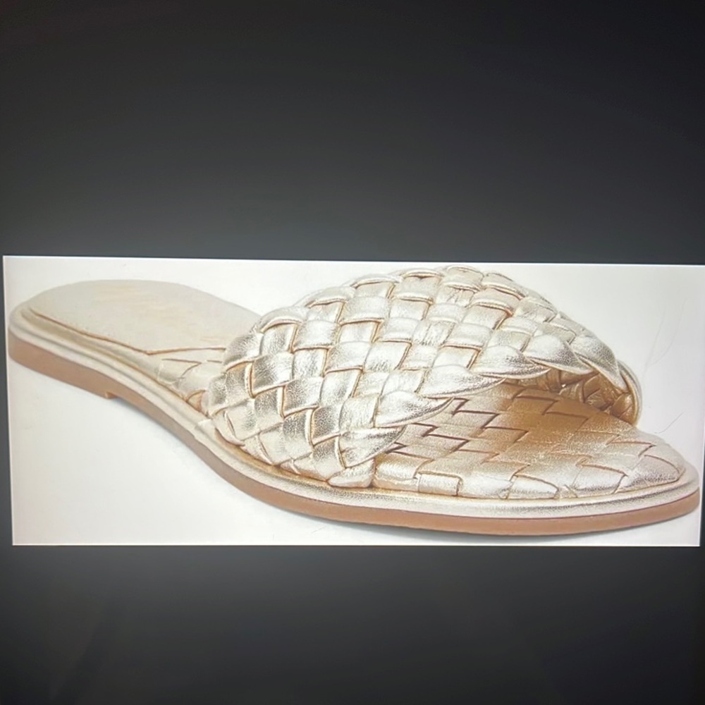 Chic Woven Gold Slide Sandals Shana Gold